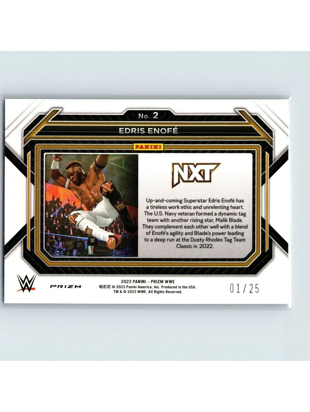 2023 Panini Prizm WWE Edris Enofé #2 Mojo 01/25 Bookend NXT